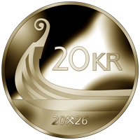 King Haakon VIII Norway 20 Kr. 2026, brass coin