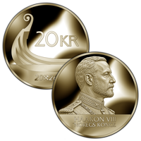 King Haakon VIII Norway 20 Kr. 2026, brass coin